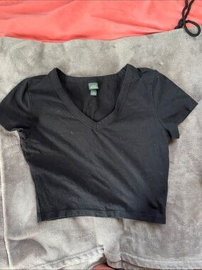Target Black V-Neck Cropped Tee